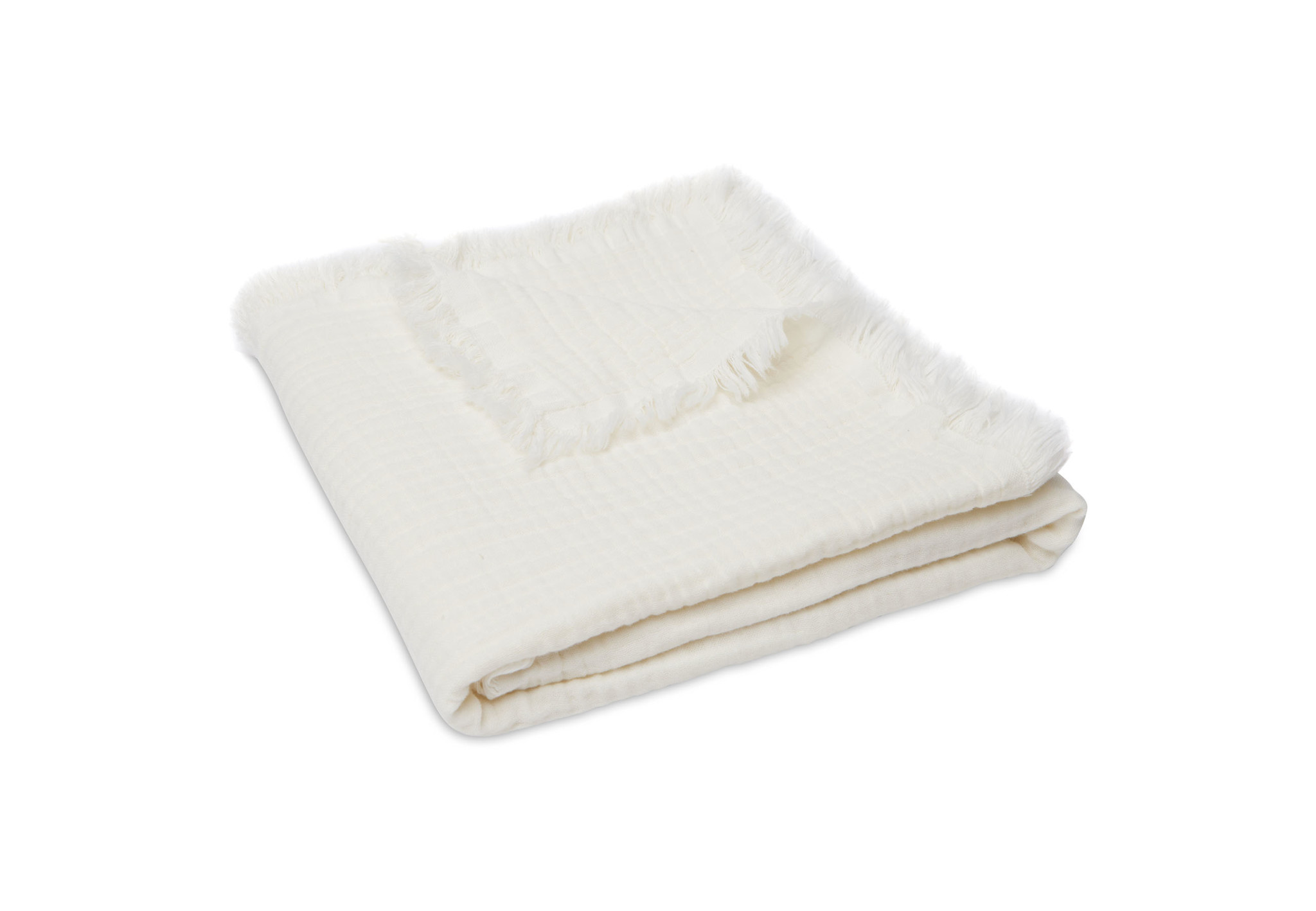 Jollein Jollein muslin fringe wieg deken 75x100 Ivory
