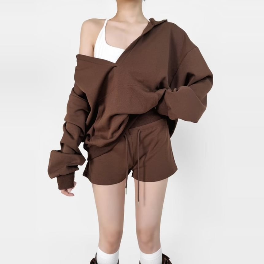 Yukis - V-hals effen hoodie