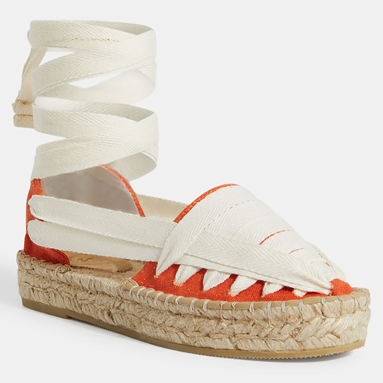 Galeries Lafayette Espadrilles en coton bio liens écru/orange