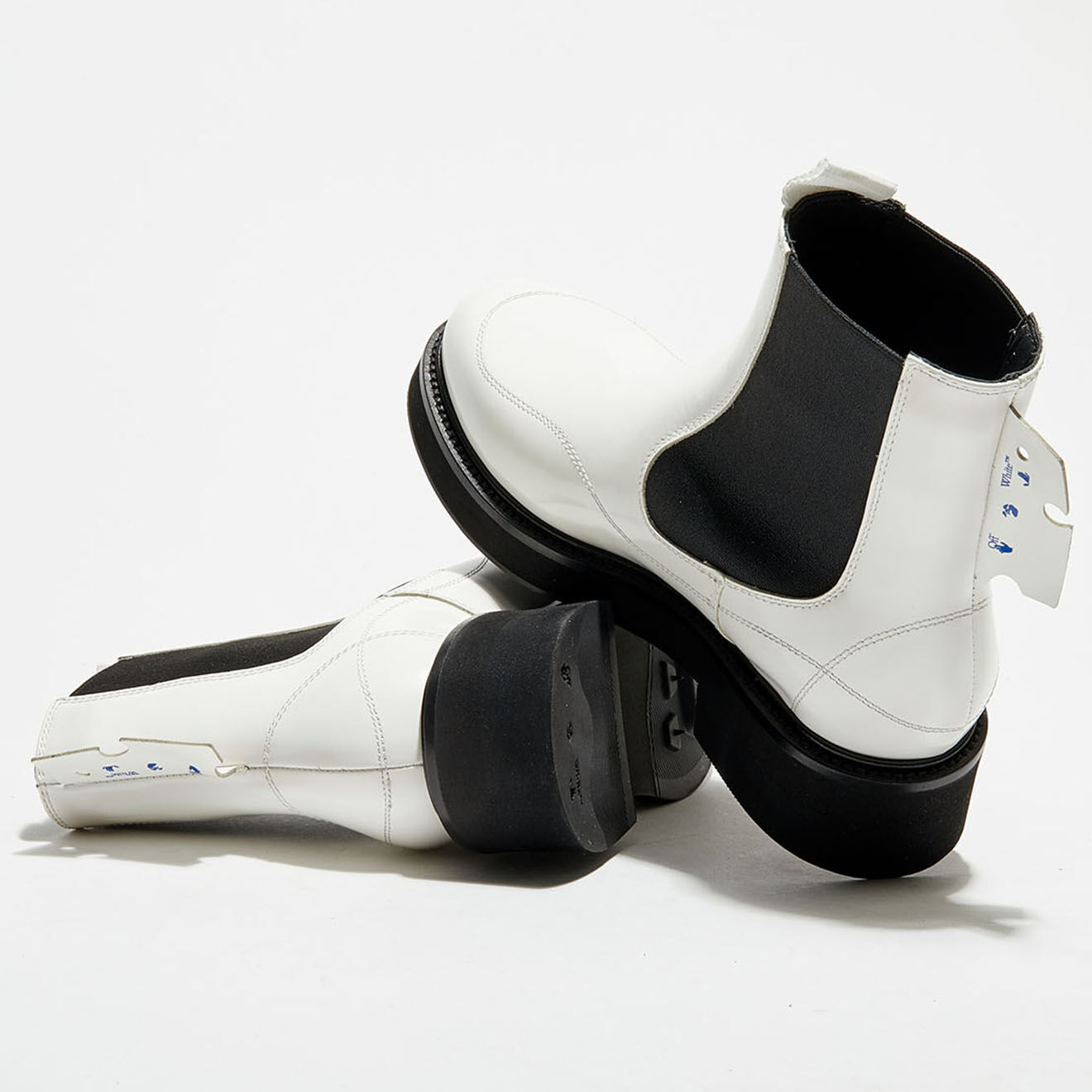 Off White Chelsea Boots en Cuir blanc/noir