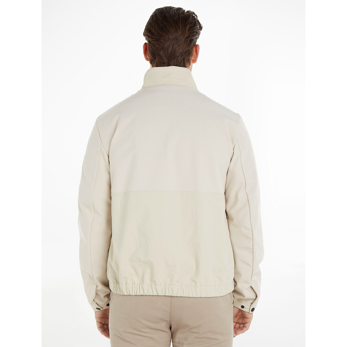CALVIN KLEIN<br>Cardigã em 2 tecidos, sem capuz, softshell