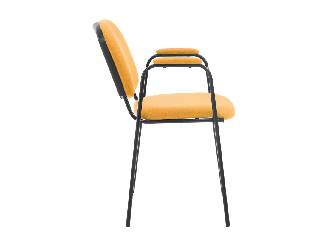 Chaise de conférence - Tissu & Métal noir mat - Orange - Ken Pro