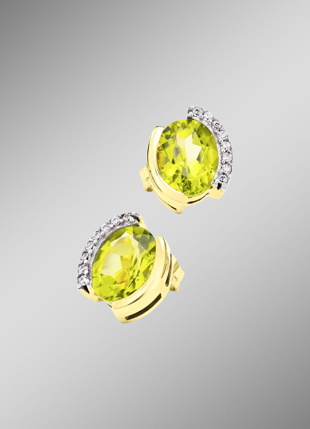 Ohrstecker mit echt Peridot und synth. Zirkonia