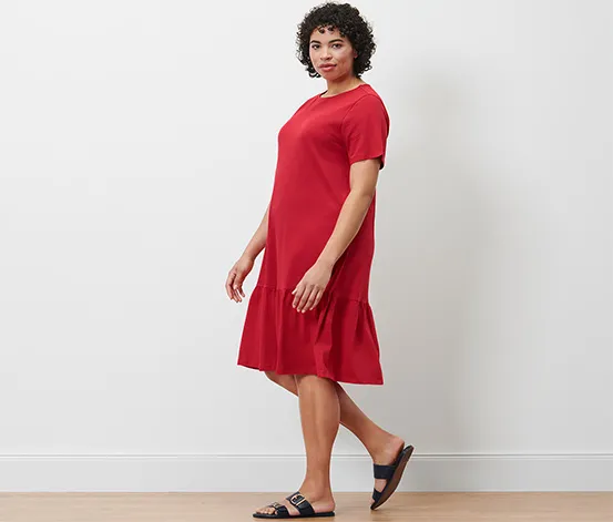 Jerseykleid mit Volant, rot