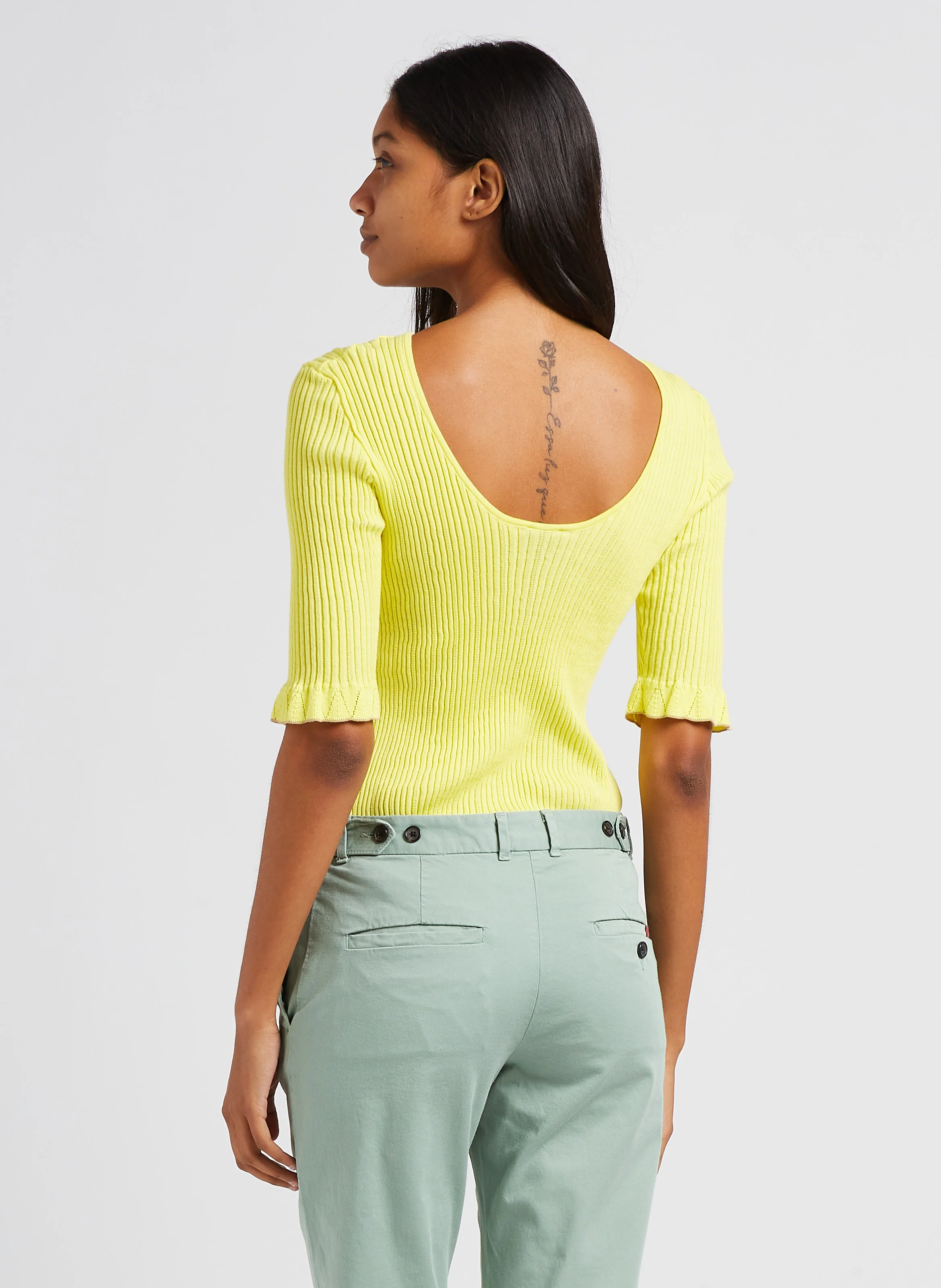 Pull col rond moulant | Vert
