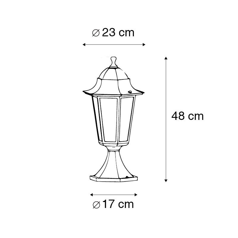 Buitenlantaarn sokkel zwart met grondpin en kabelmof 48cm IP44 - New Orleans