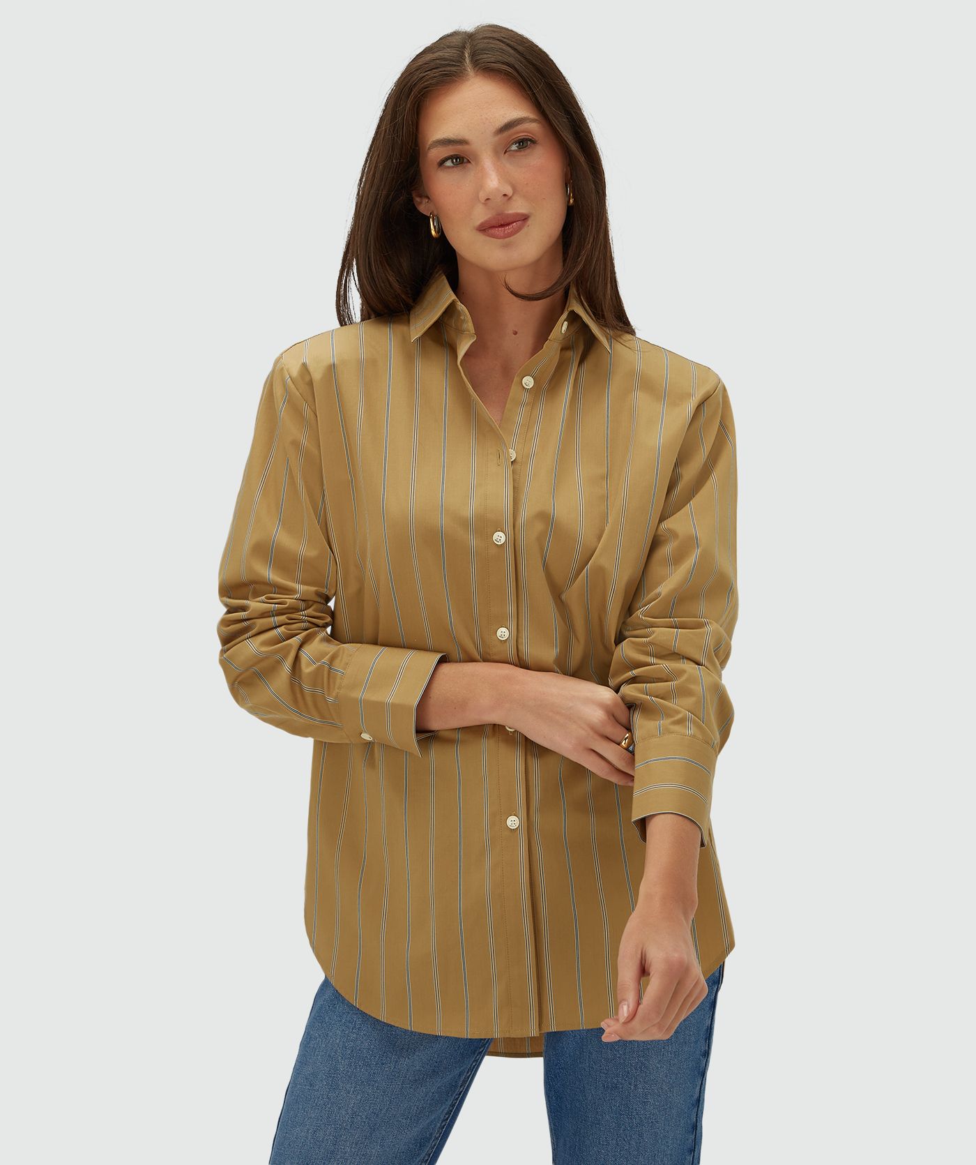JV-KOLLY oversized blouse met strepen - camel stripe