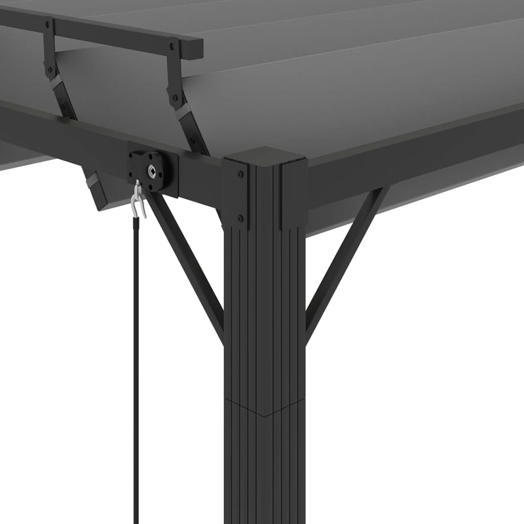 Garten Pavillon Pergola mit Lamellendach 3x4 m Anthrazit Stoff und Aluminium