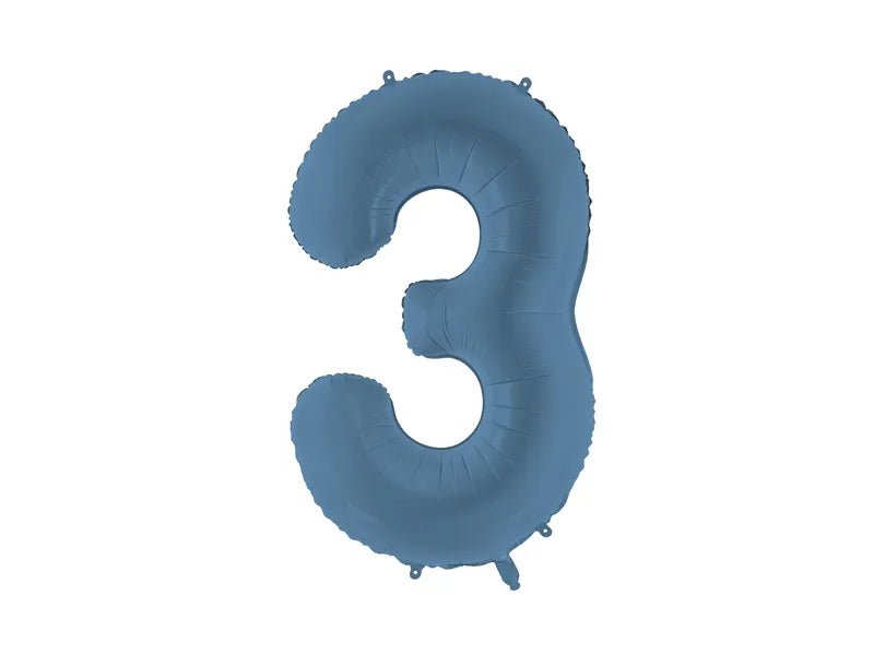 3 Jaar Cijfer Ballon Blauw Mat Leeg 86cm