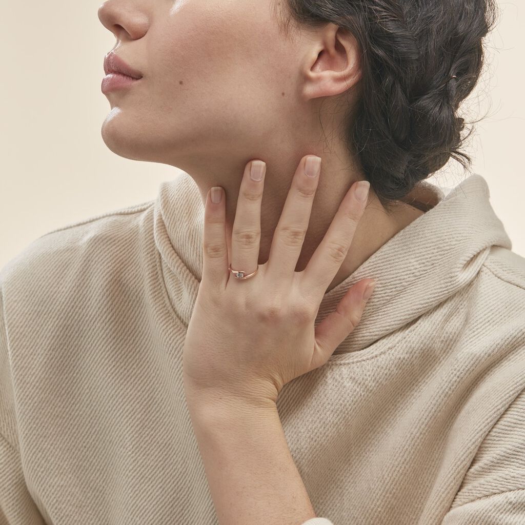 Bague Solitaire Camilia Or Rose Oxyde De Zirconium