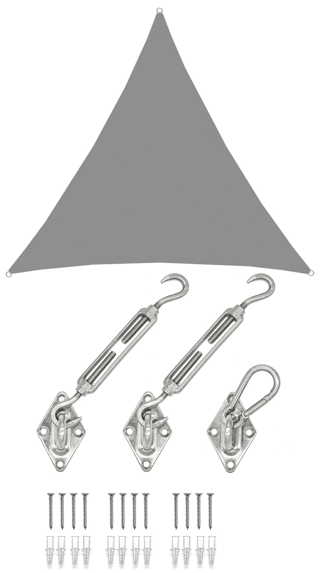 AMANKA 3 x 3 x 3 waterdicht schaduwdoek met bevestiging - Grey