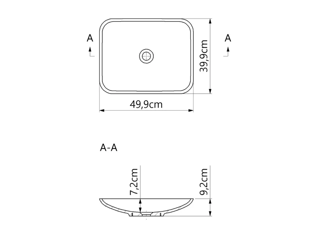 Vasque à poser ANJA - 75% Minéral Blanc Brillant Rectangle 49.9*39.9cm*H9.2cm - LAVABERG