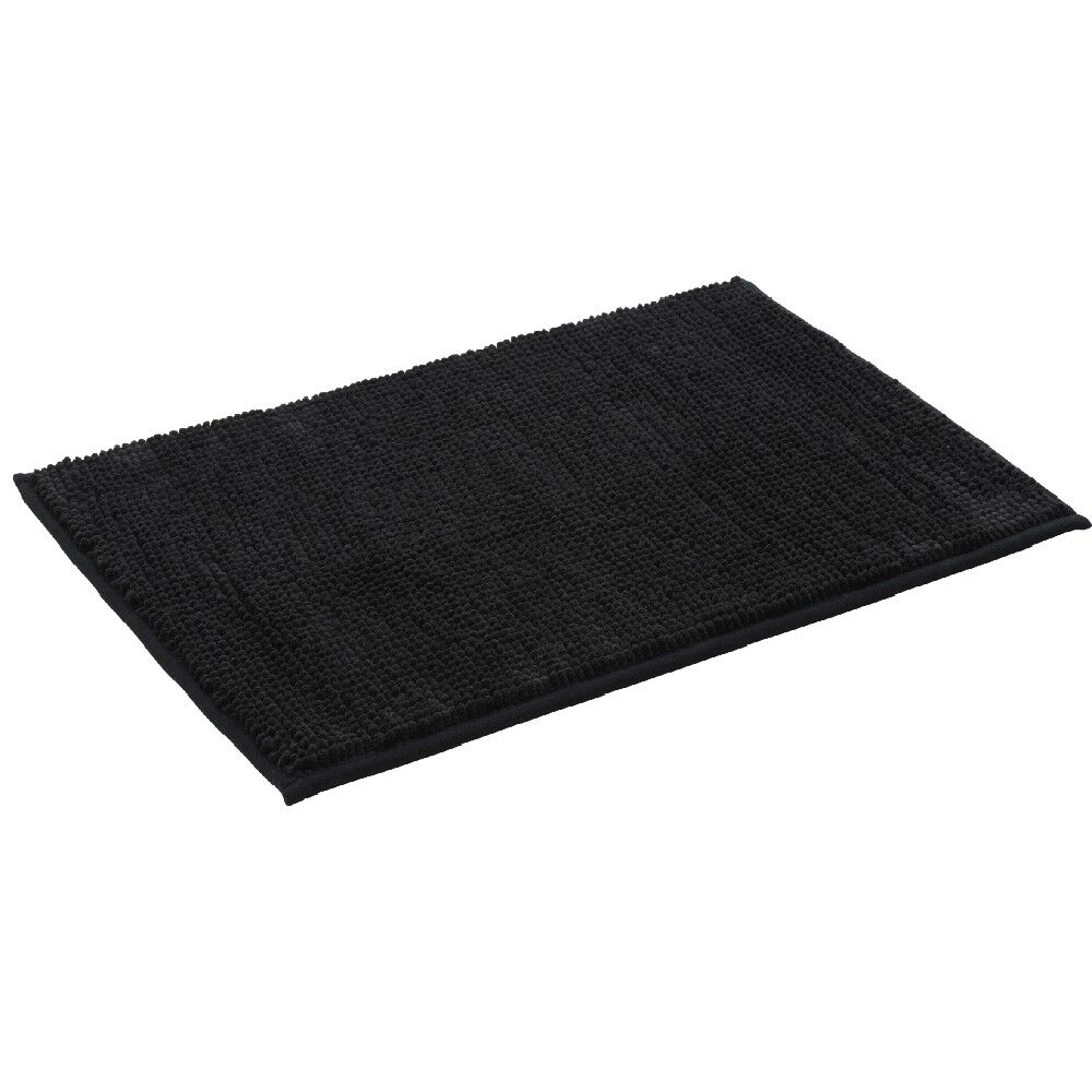 Tapis salle de bain chenille uni noir