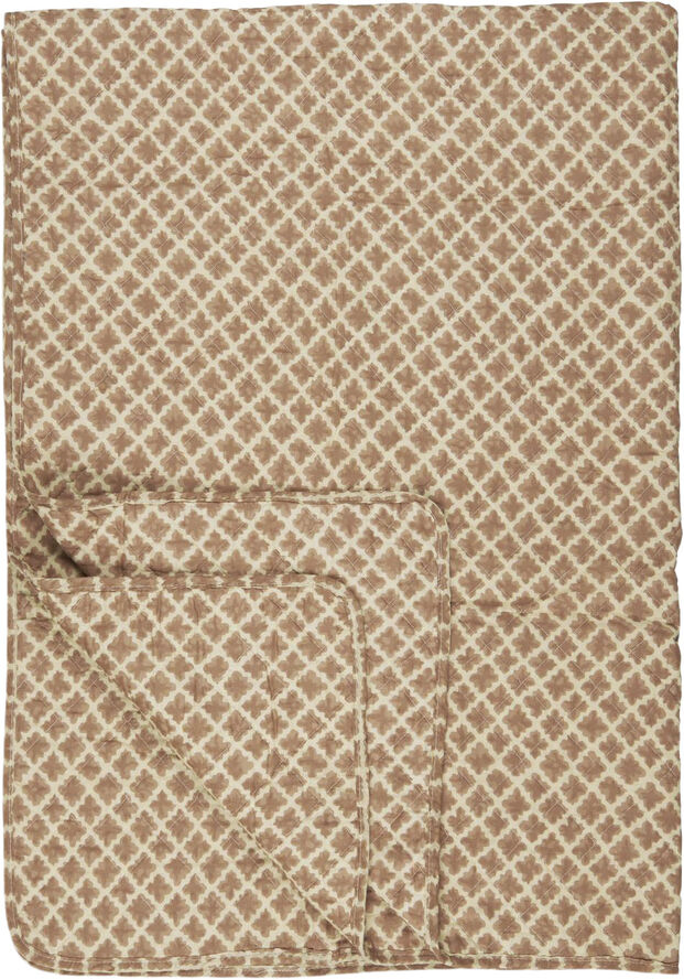 Ib Laursen Quilt naturfarvet m/rustfarvet blokmønster Multi