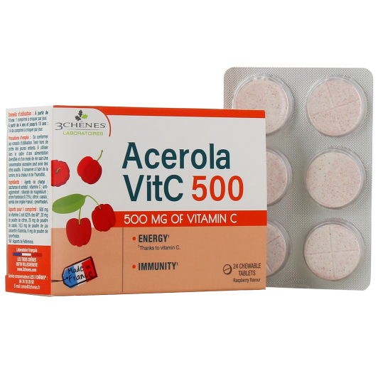 3 Chênes Acérola Vitamine C 500 - Fatigue, Tonus