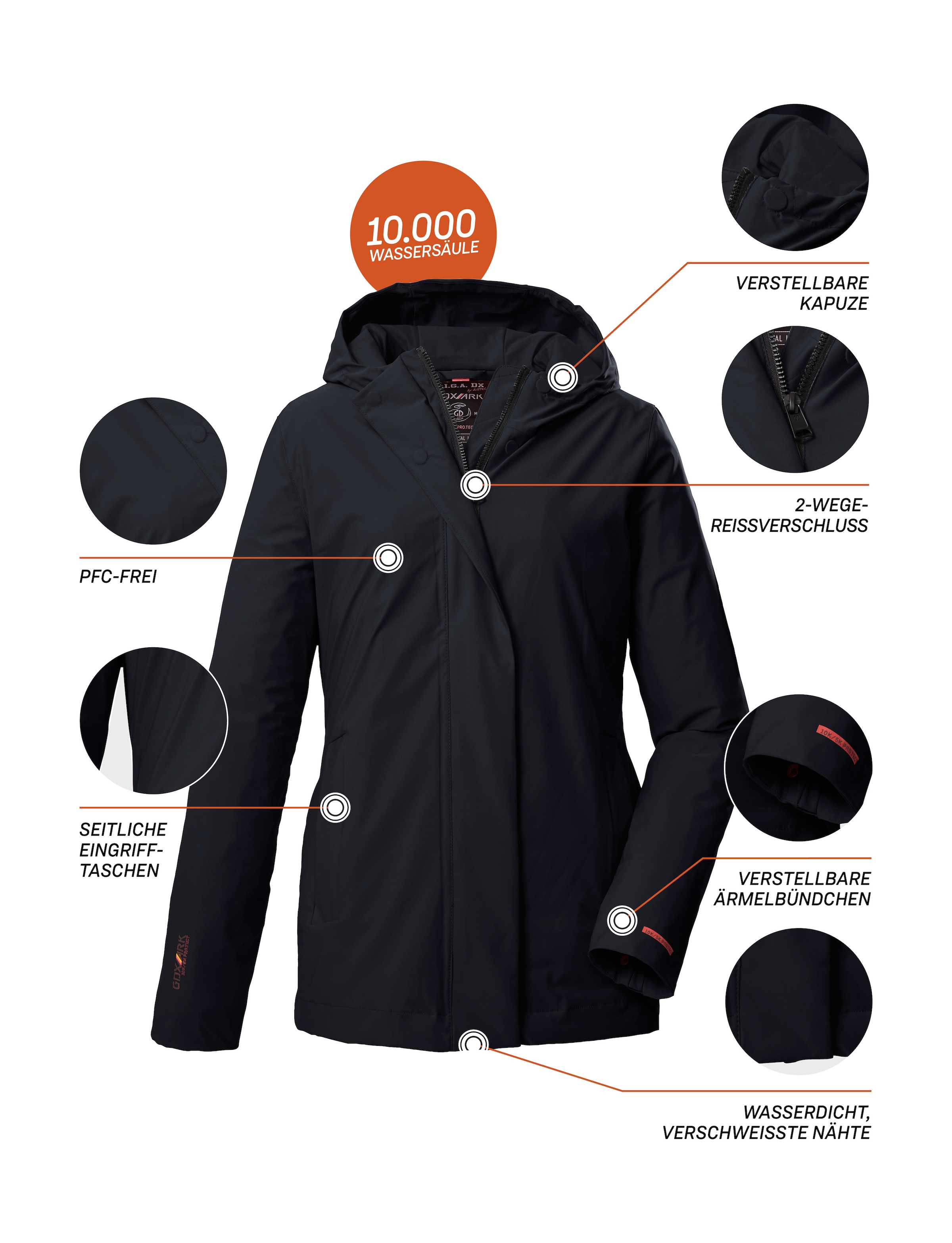 G.I.G.A. DX by killtec Funktionsjacke »GS 152 WMN JCKT« Wasser- und winddicht, atmungsaktiv, recyceltes Material, verstellbar