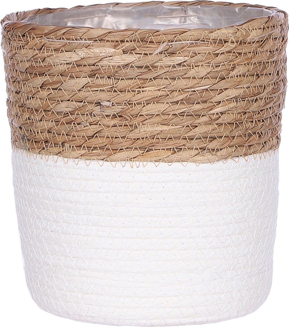 Mica Decorations plantenmand Rachel naturel / wit D 18 H 18 cm