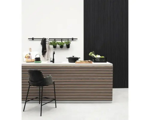 Akoestisch paneel, kleur zwart eiken, 2600 x 560 x 18 mm