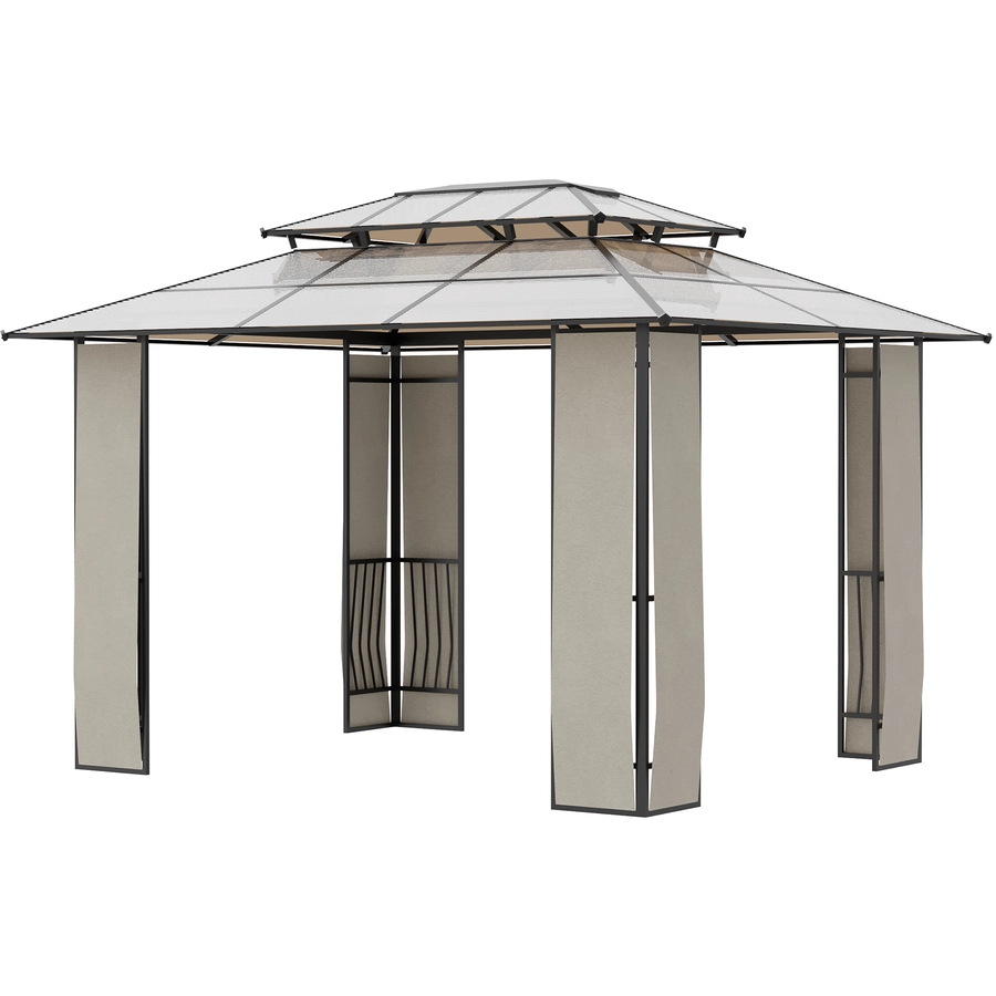 Outsunny Pavillon mit Bildschirmtuch und Erdnagel braun