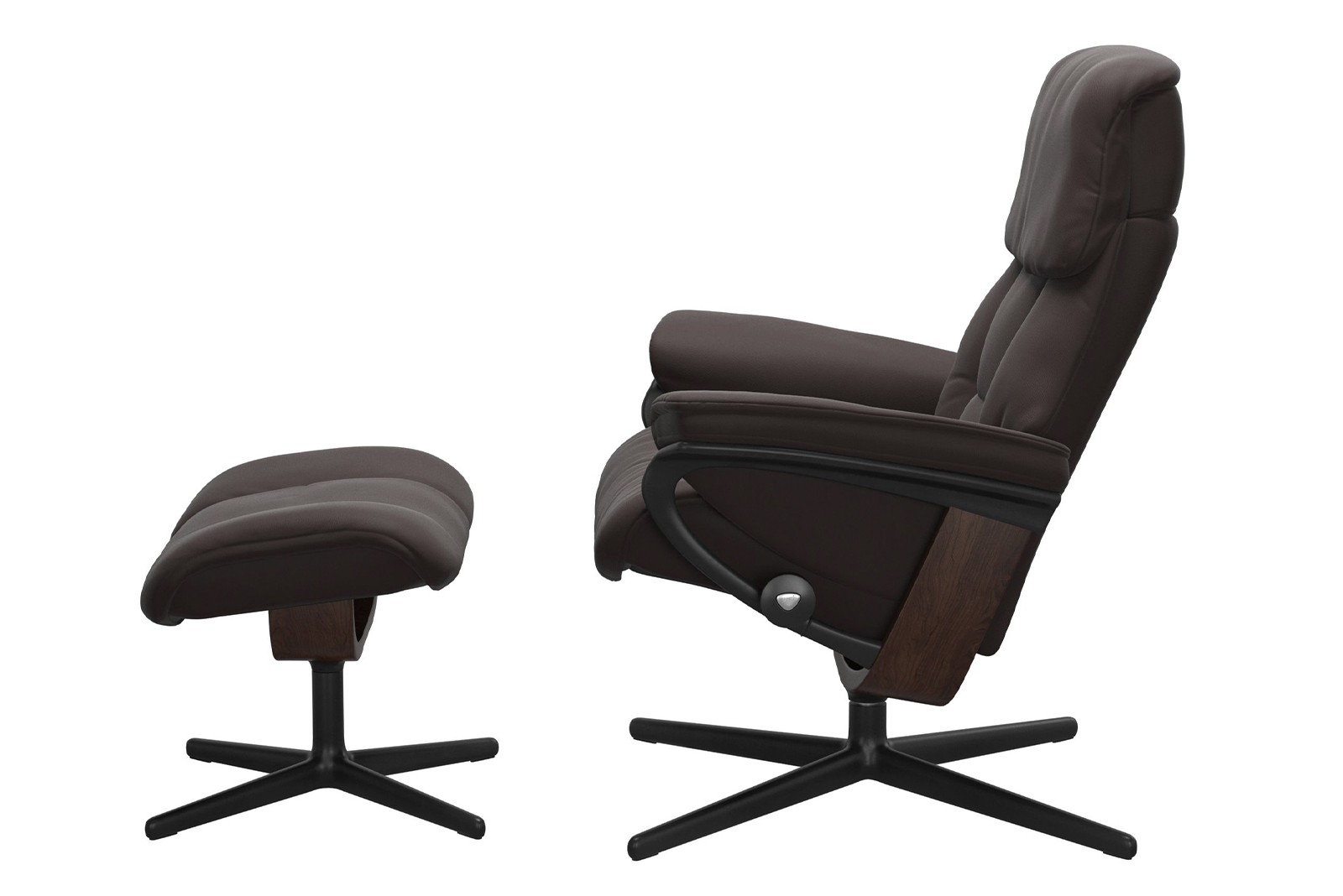 Ruby lenestol med krakk Hud Paloma Chocolate - Cross brunbeiset/sort