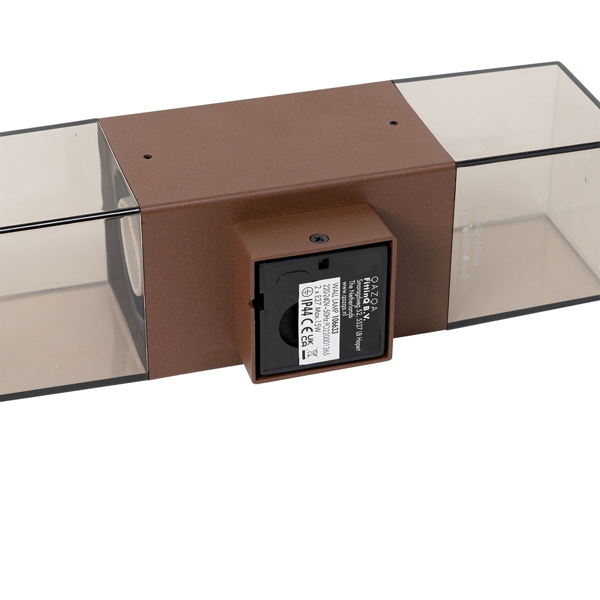Buiten wandlamp roestbruin met smoke kap 2-lichts IP44 - Denmark