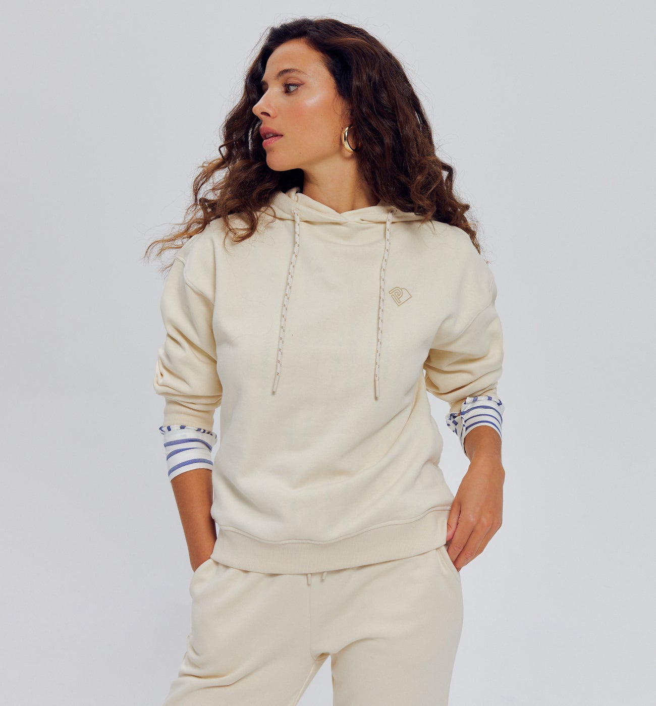 Sweat-shirt à capuche Femme - Ecru