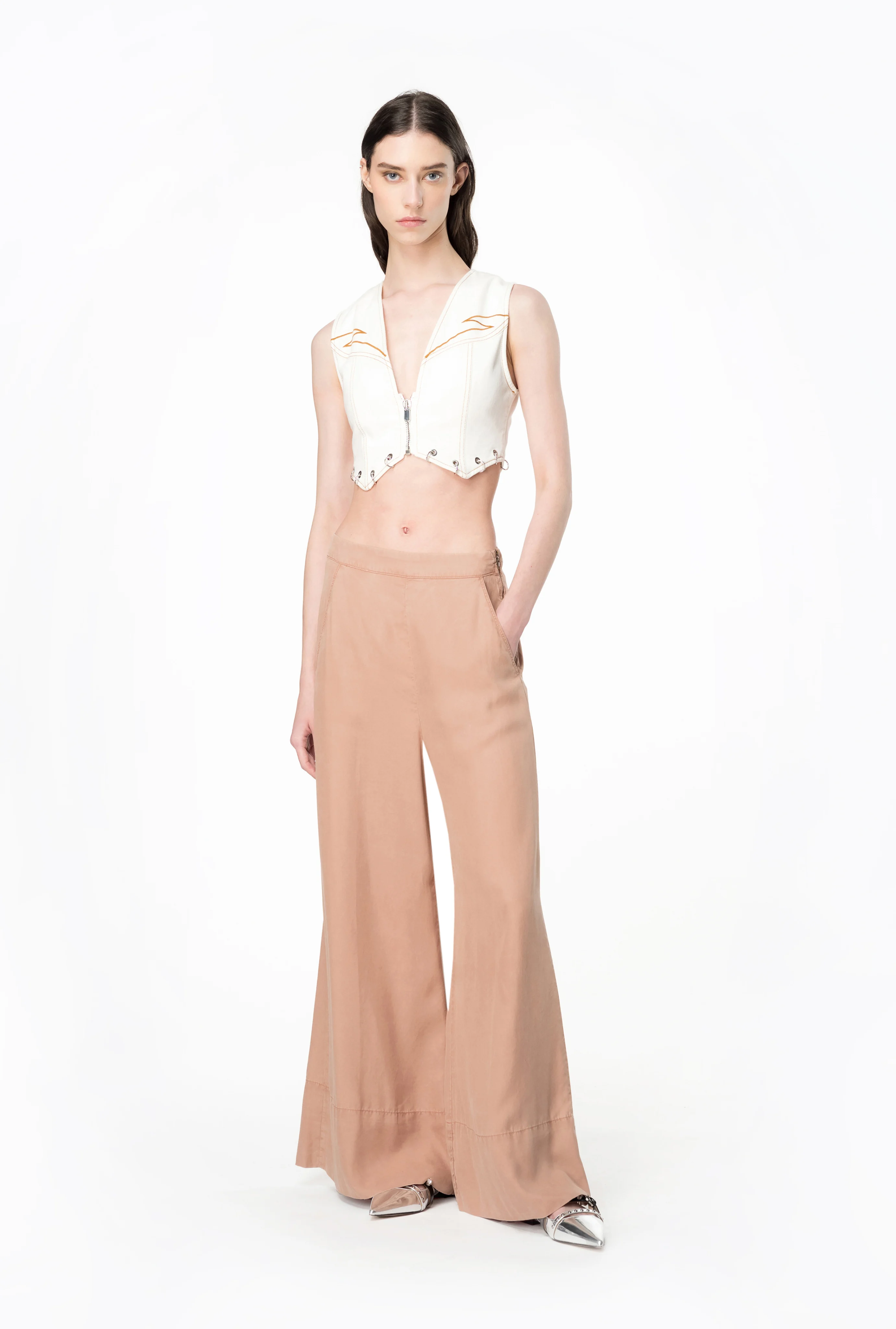Pantalon wide leg | Beige