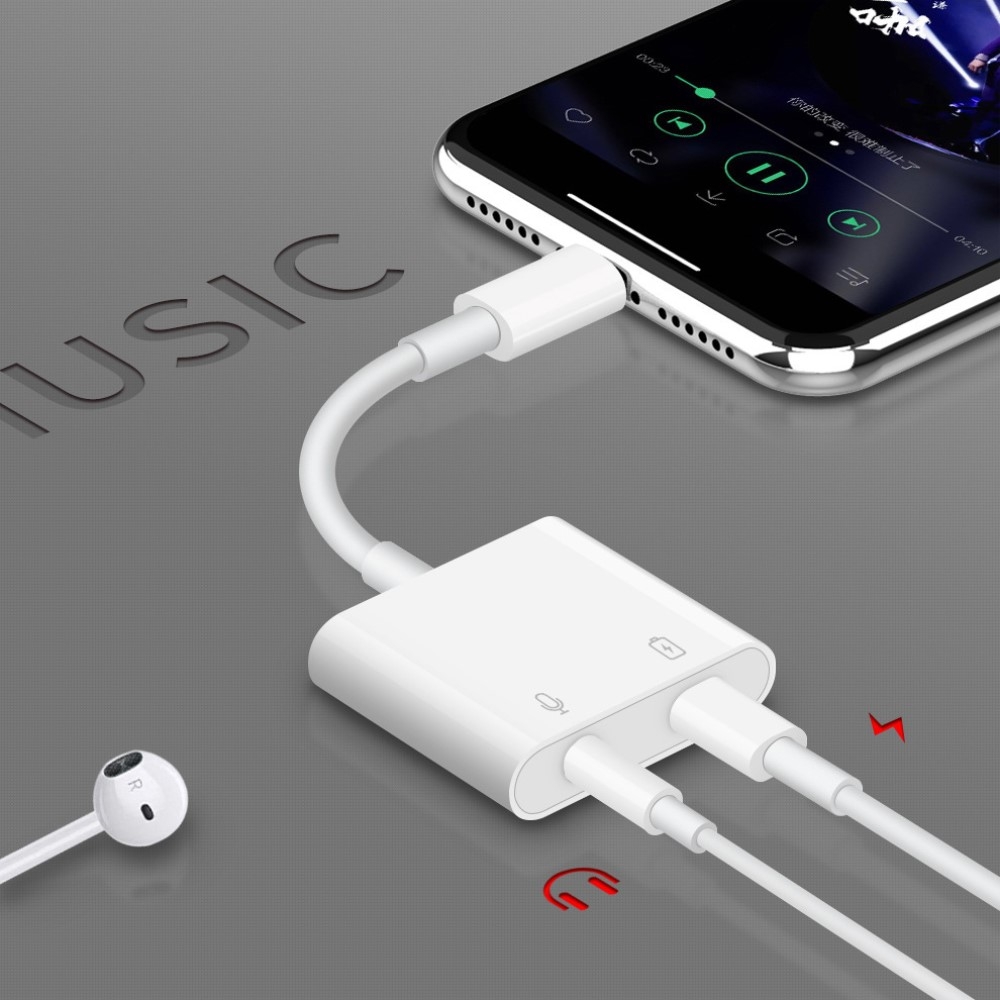 Lightning auf 3.5mm Audio Musik Kopfhörer Lade Adapter Splitter (12 cm) - Weiss