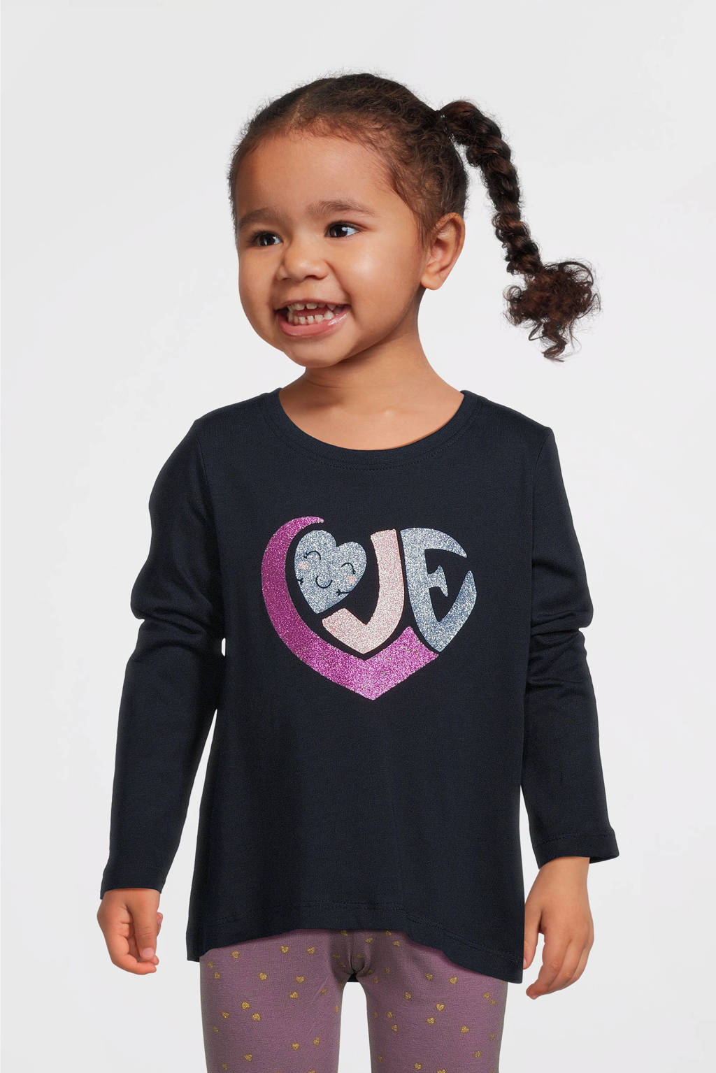 NAME IT longsleeve NMFVIOLET met printopdruk donkerblauw