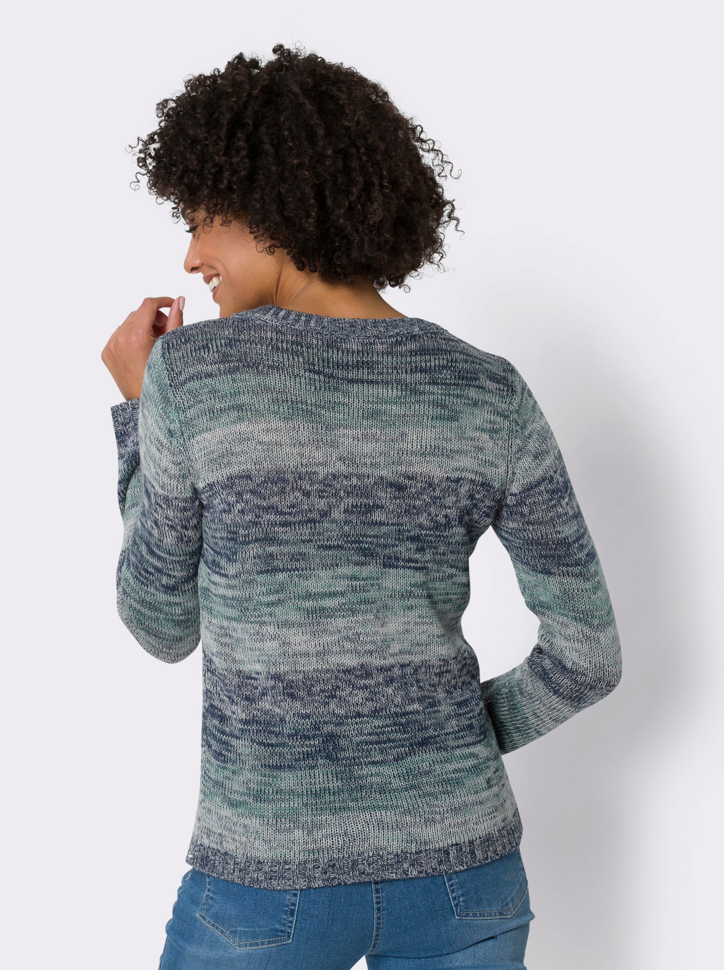 V-Ausschnitt-Pullover aus Melangestrick