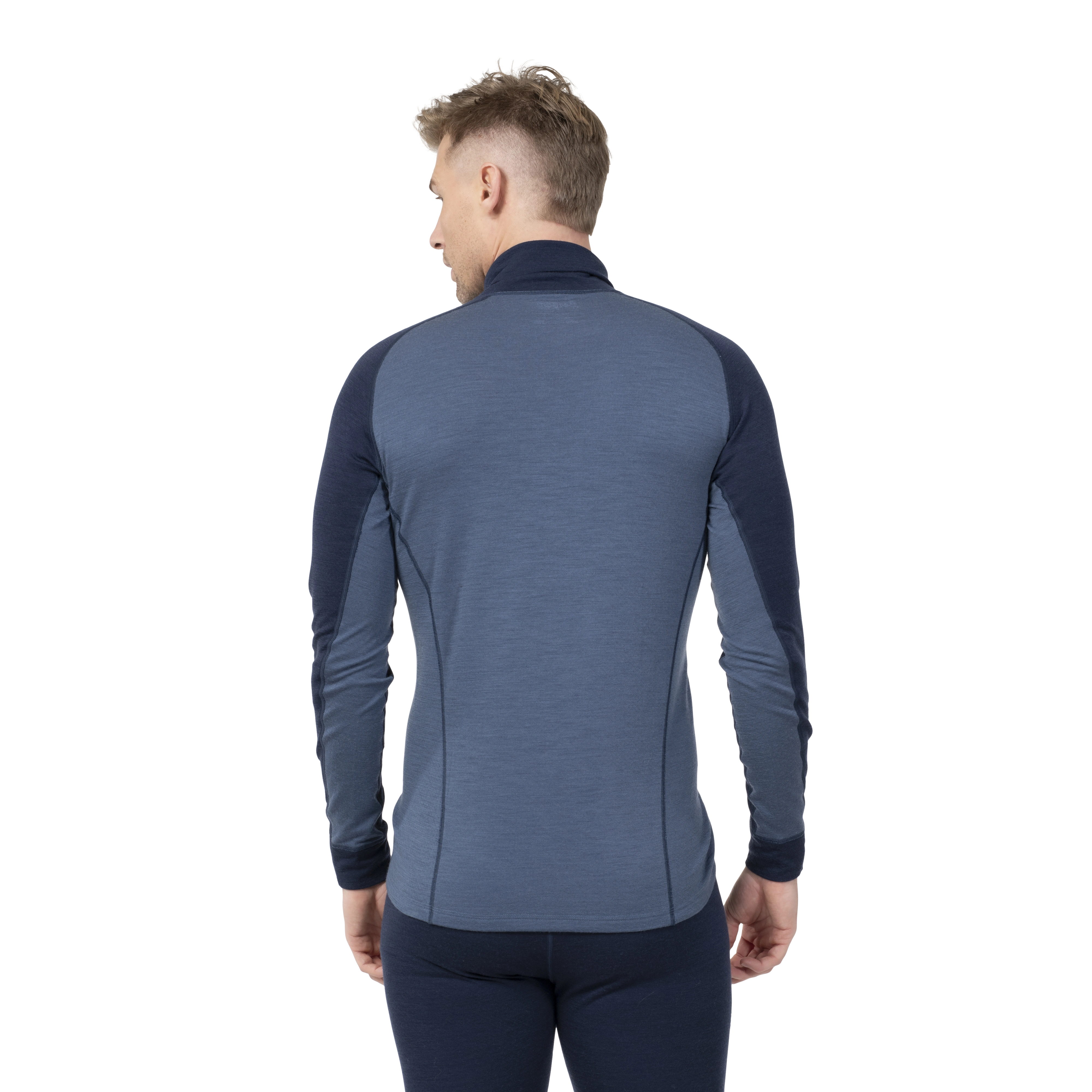 Inner:Dual Merino Half Zip Men Granite Blue / Navy Blue