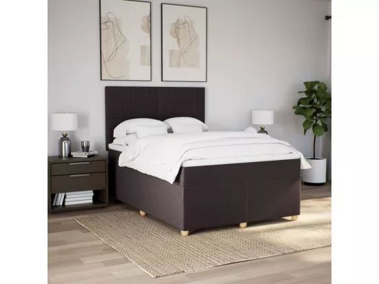 Sommier à lattes de lit avec matelas Marron foncé 140x190 cm