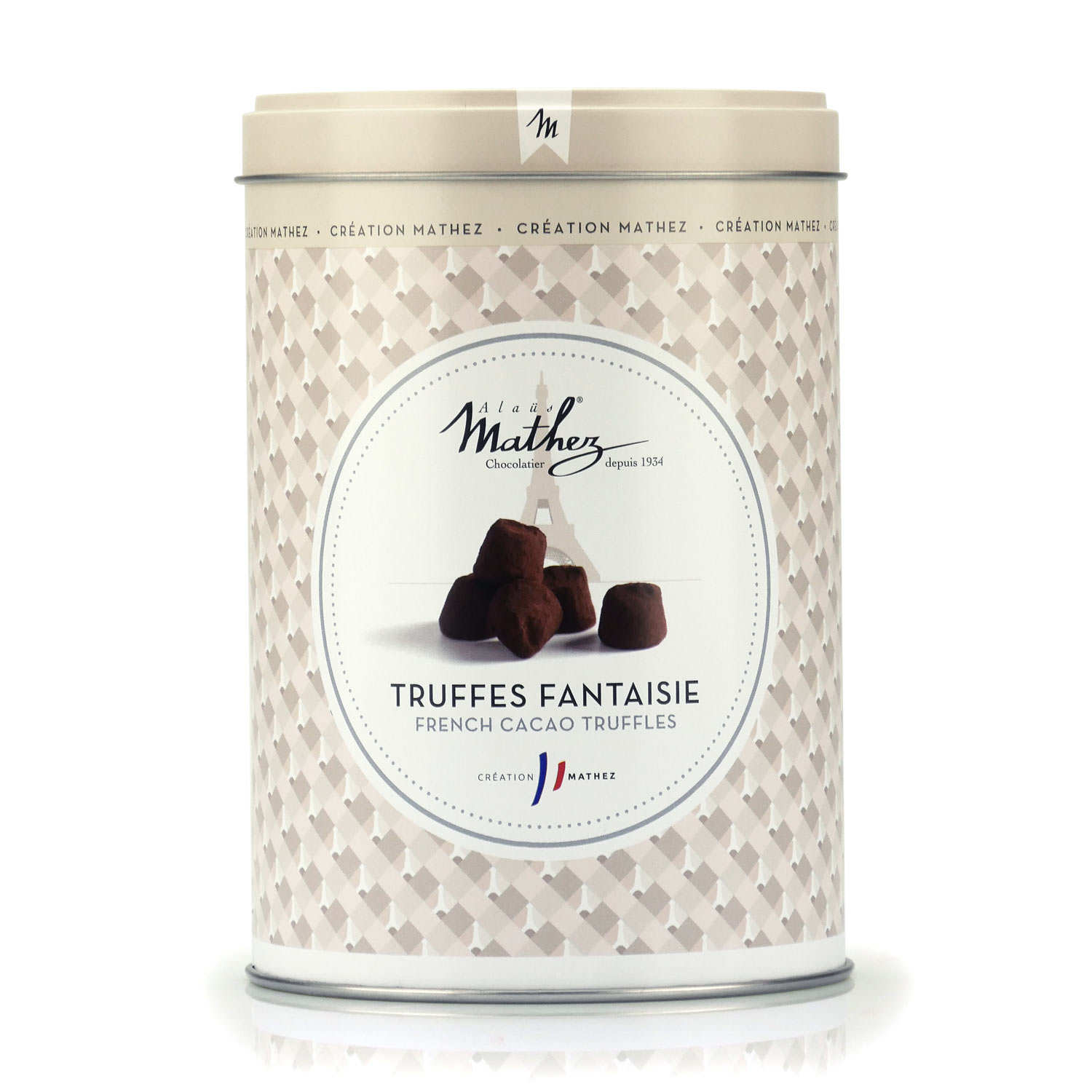 Truffes fantaisie natures en boite fer vintage