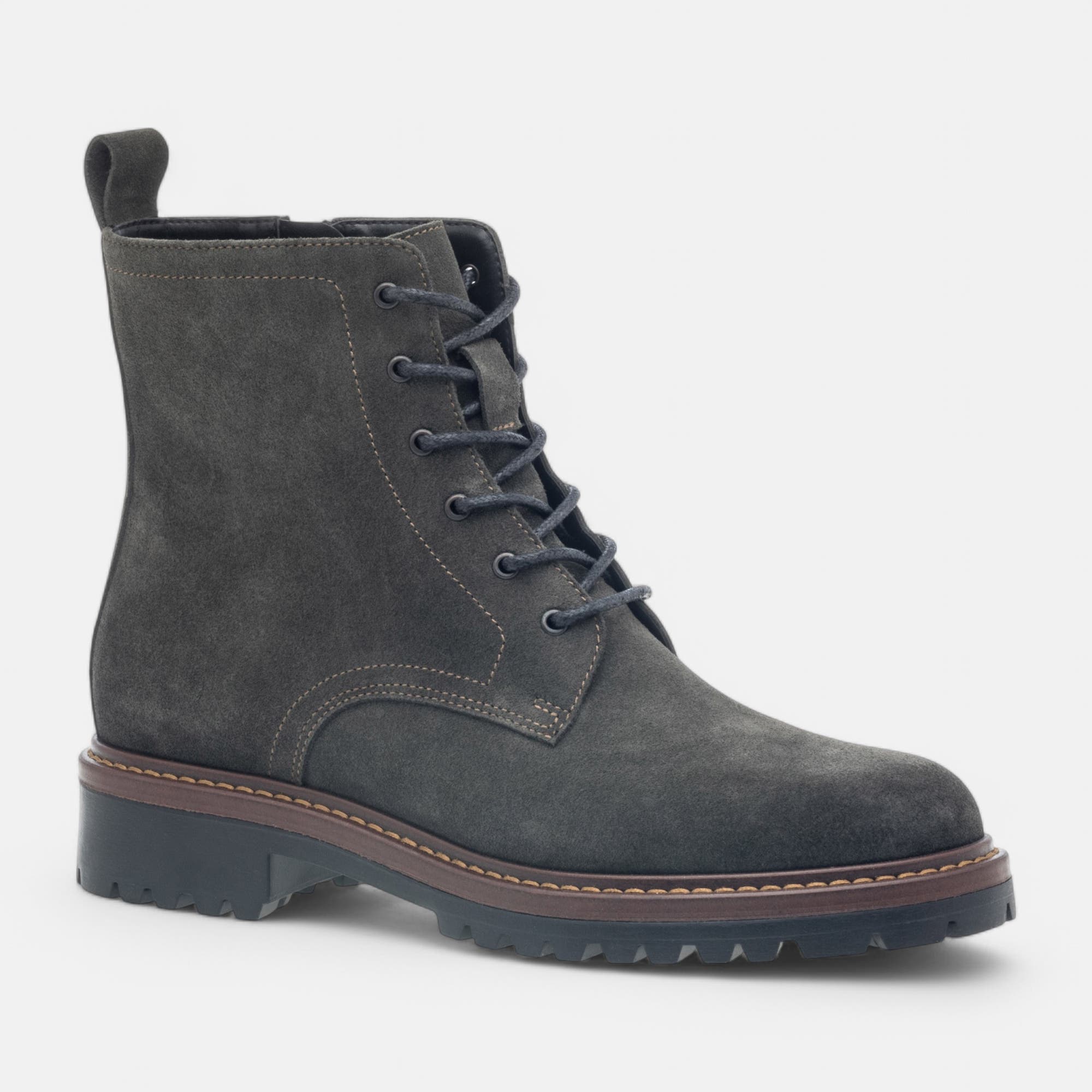 Bottines à lacets Femme en cuir kaki