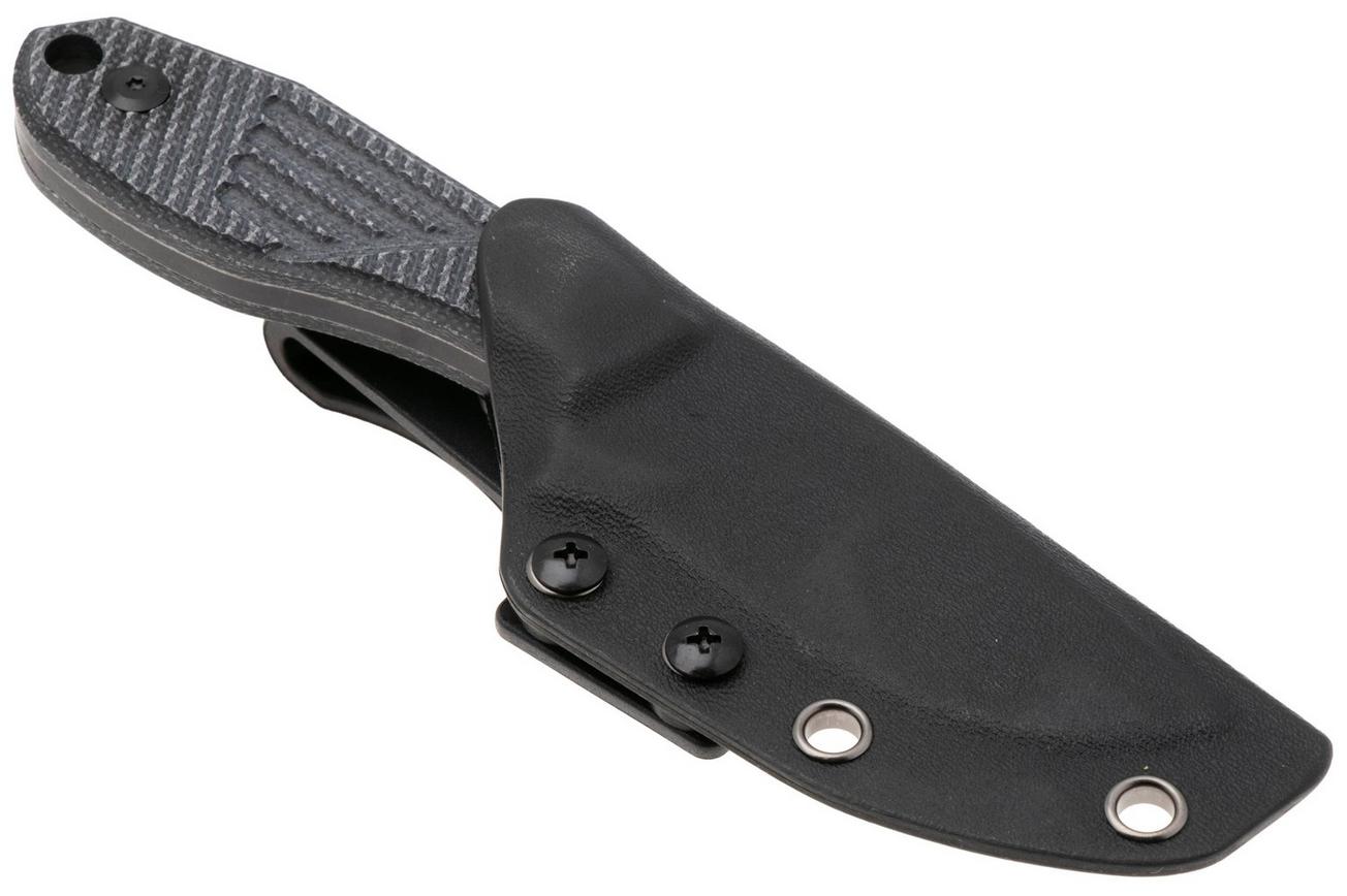 Tenable Knives Tiny Dancer G014A4 Blackwashed D2, Black Micarta, vaststaand mes, JB Stout design