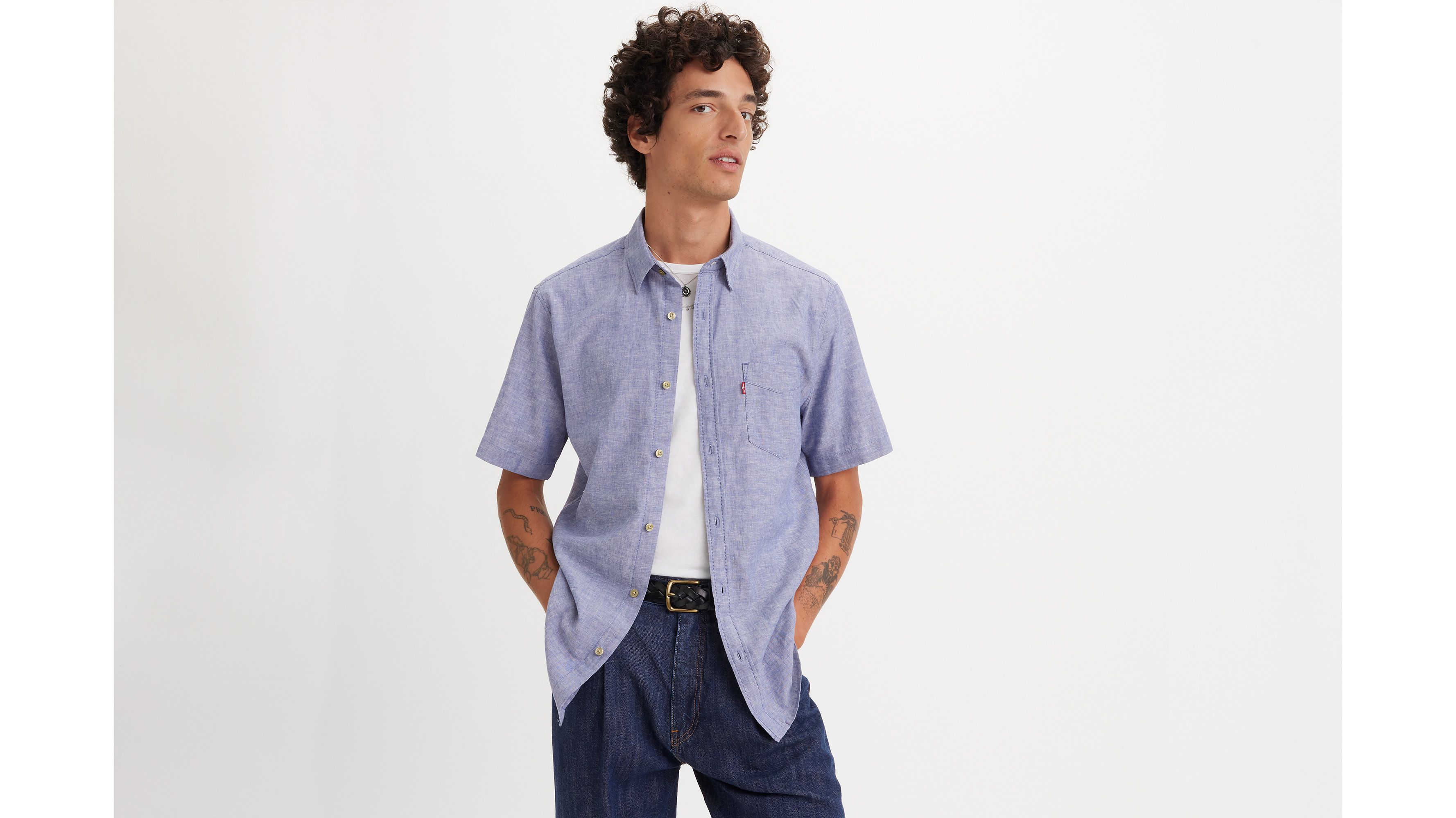 Chemise manches courtes poche Sunset - Coastal Fjord - Bleu