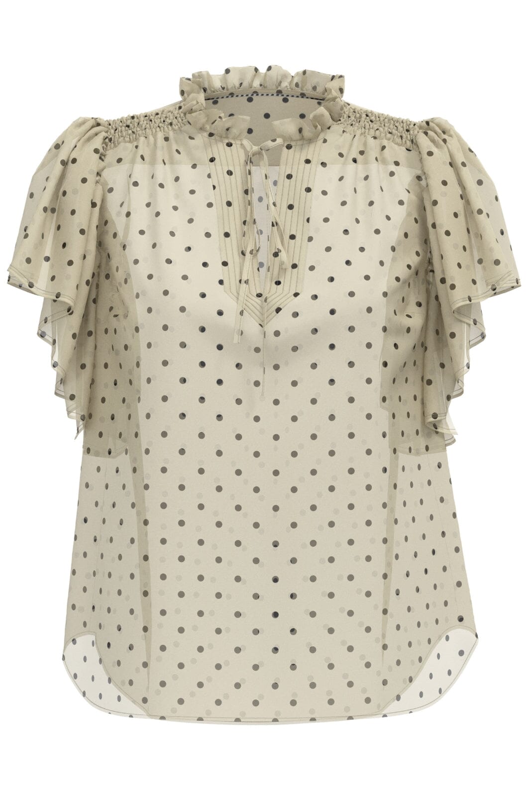 Co´Couture Dionnecc Dot Ss Frill Top 35664 108 powder