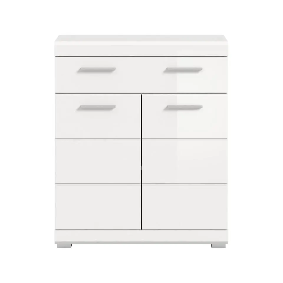 Hioshop Scout badkamerkast 2 deuren- 1 lade wit hoogglans- wit