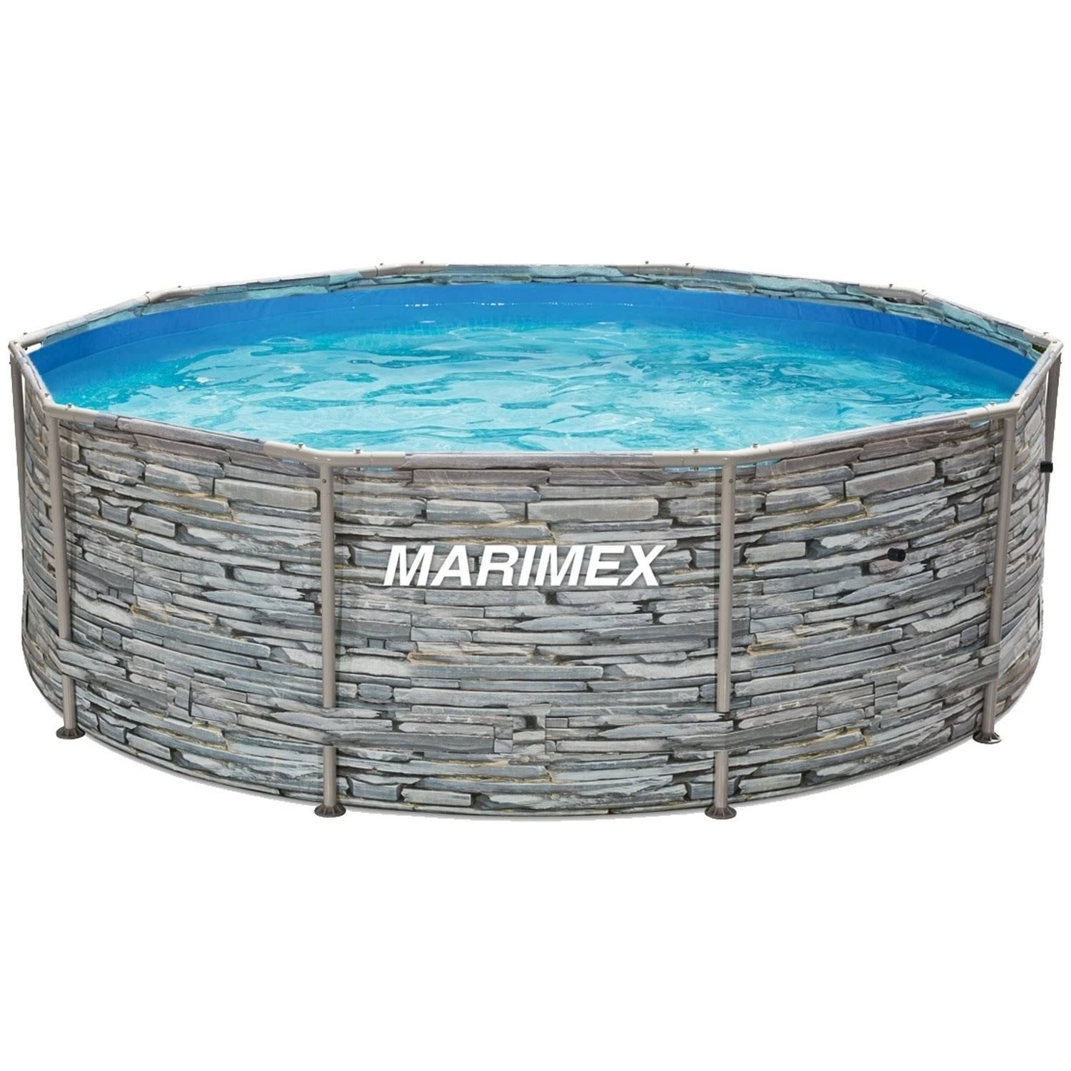 Marimex florida 305x91cm steinmuster metallrahmen pool #grau 10340245