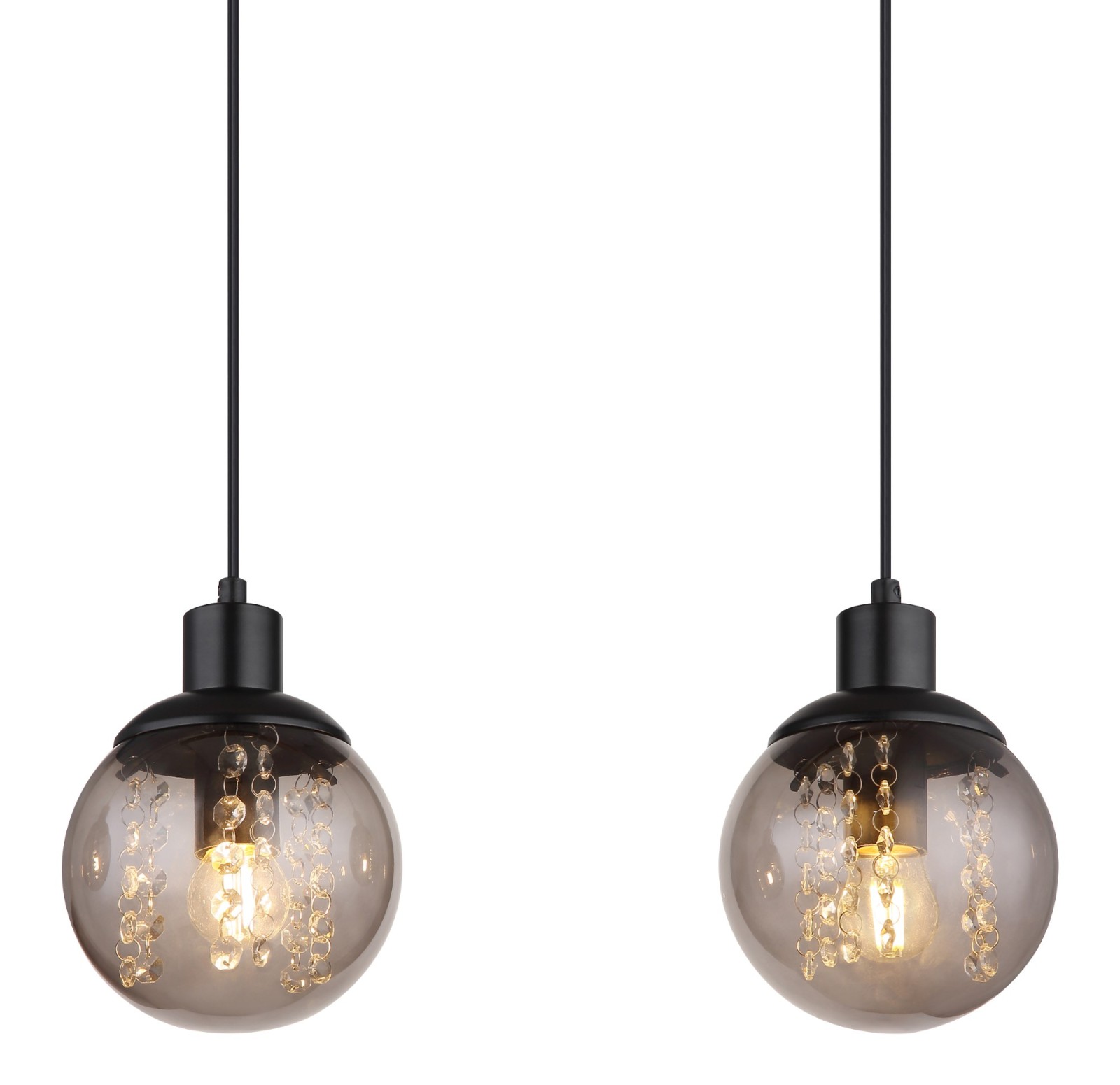 Hängeleuchte - schwarz-holzfarben - 78 cm - 3-flammig