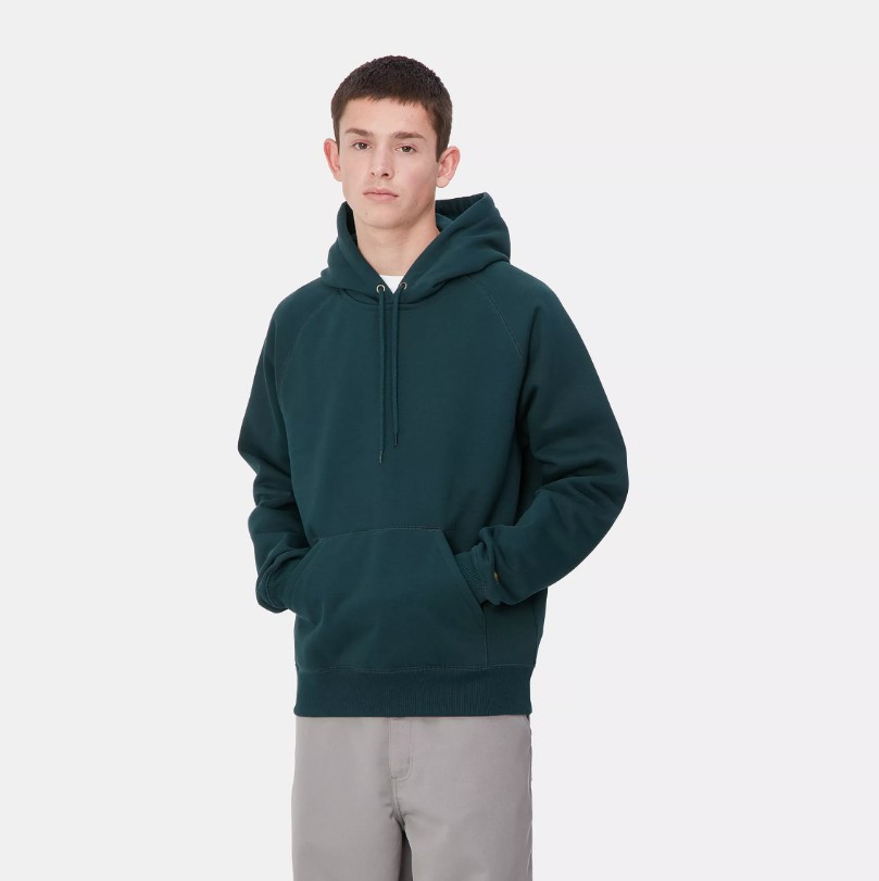 Carhartt WIP Hooded Chase Sweat Duck Blue / Gold