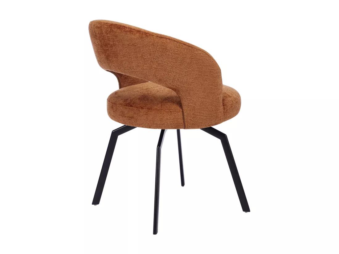 Lot de 2 chaises pivotantes en tissu texturé et métal noir - Terracotta - MILEANE