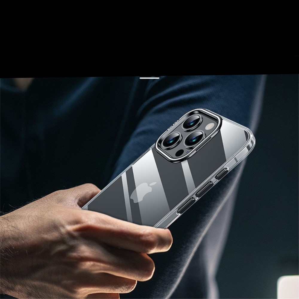 iPhone 15 Pro Max Hardcase Schutzhülle   Kamera Kickstand - Blau / Transparent