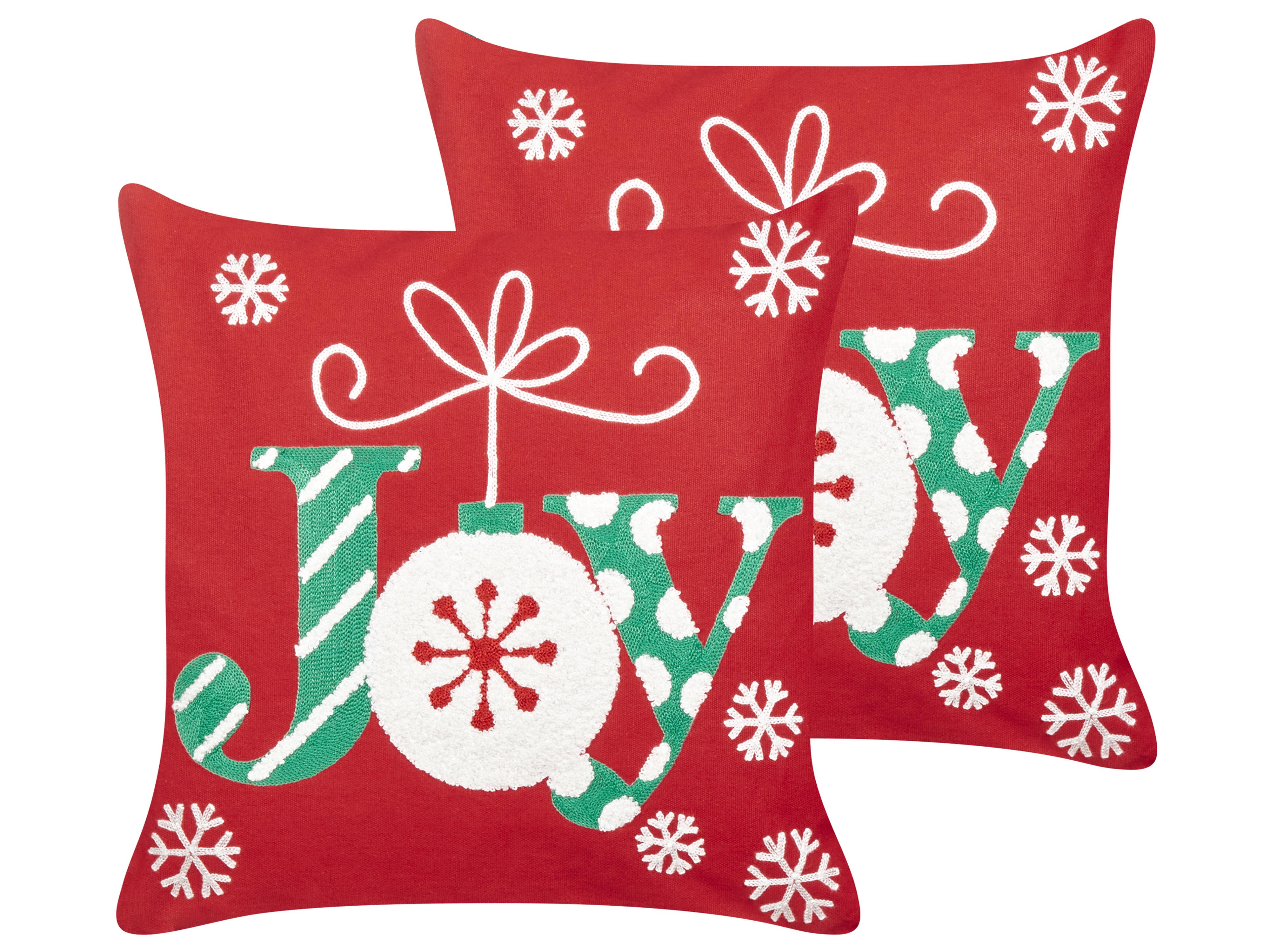 Set van 2 sierkussens GINGERBREAD Katoen 45 x 45 cm Rood kerstmotief