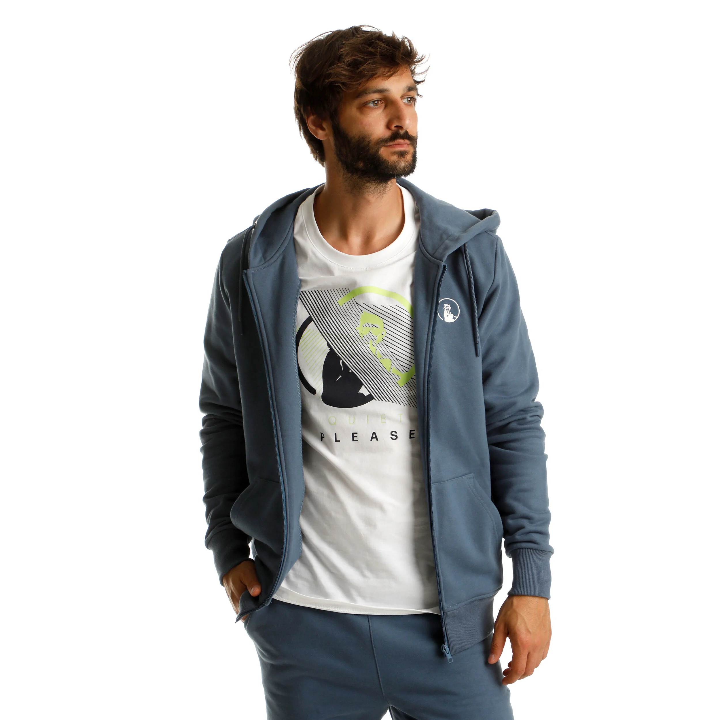 Quiet Please Linear Gilet En Coton Hommes - Bleu