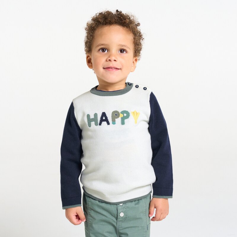 Pull maille tricot canard blanc bébé garçon Blanc