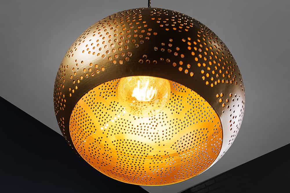 Handgefertigte Hängelampe ORIENT LIVING 50cm gold Eisen Tropfenform