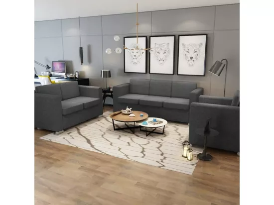 Ensemble de canapés trois pièces Tissu Gris foncé