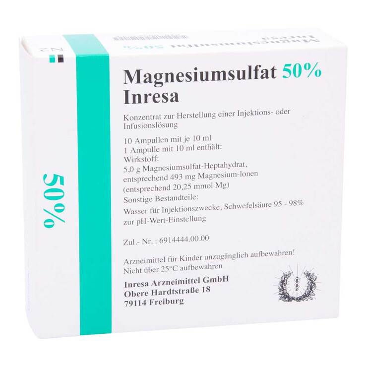 Magnesiumsulfat 50% Inresa Infusionslösung -Konzentrat, 10X10 ml