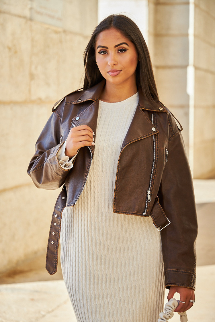 Perfecto en simili cuir marron